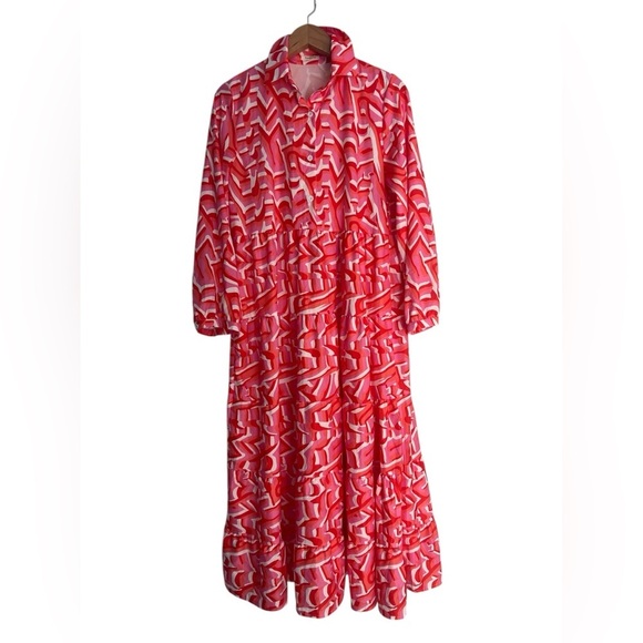 Sunday Up Gorgeous Pink Orange & White Pattern Dress - Picture 1 of 10